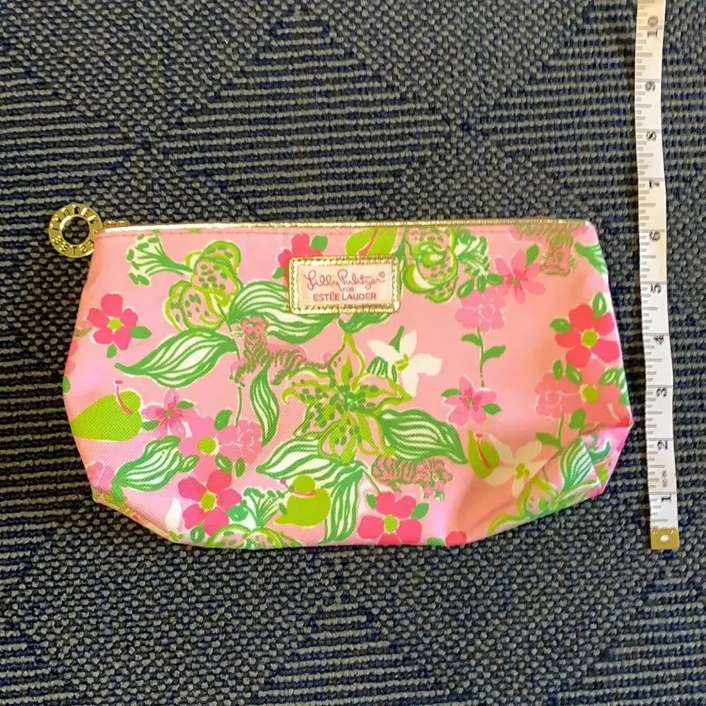 Lilly Pulitzer Bag Estee Lauder Cosmetic Makeup Bag Pink Tiger Pattern